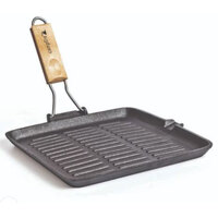 Wildtrak Cast Iron Griddle with Wooden Handle