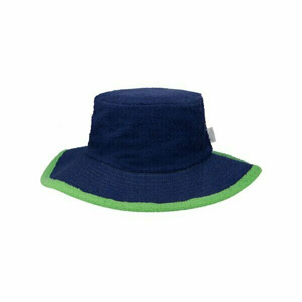 Terry Towelling Hat-Wide Brim Towelling Hat - Navy & Green