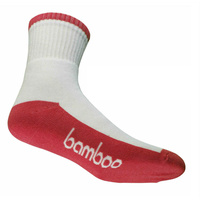 Bamboo Textiles Sports Crew Socks - White/Watermelon