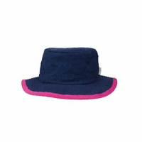The Terry Australia Narrow Brim Terry Towelling Hat - Navy/Hot Pink