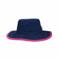 The Terry Australia Wide Brim Terry Towelling Hat - Navy/Hot Pink
