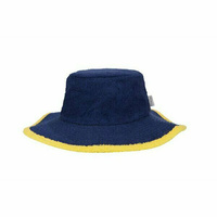 The Terry Australia Wide Brim Terry Towelling Hat - Navy/Yellow