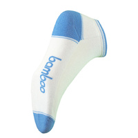 Bamboo Textiles Sports Ped Socks White and Sky Blue
