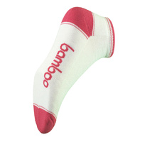 Bamboo Textiles Sports Ped Socks White and Watermelon